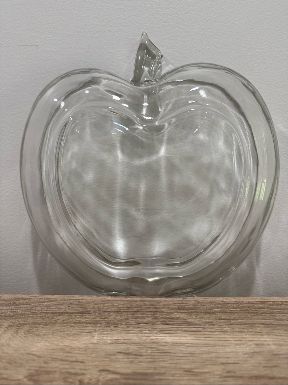 Vtg Hazel Atlas Orchard Clear Glass Apple Shaped Serving Salad Fruit Bowl MCM